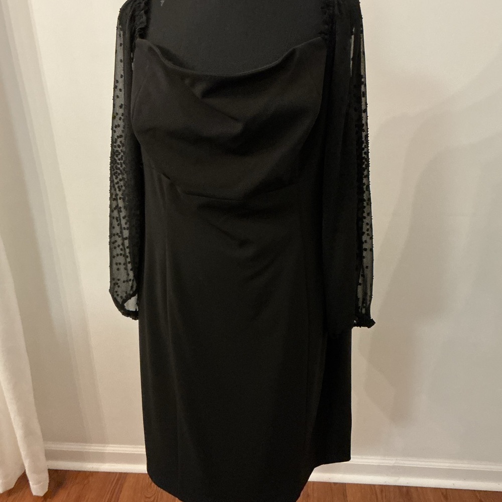 Ralph Lauren Black Dress with Sheer Long Sleeves
